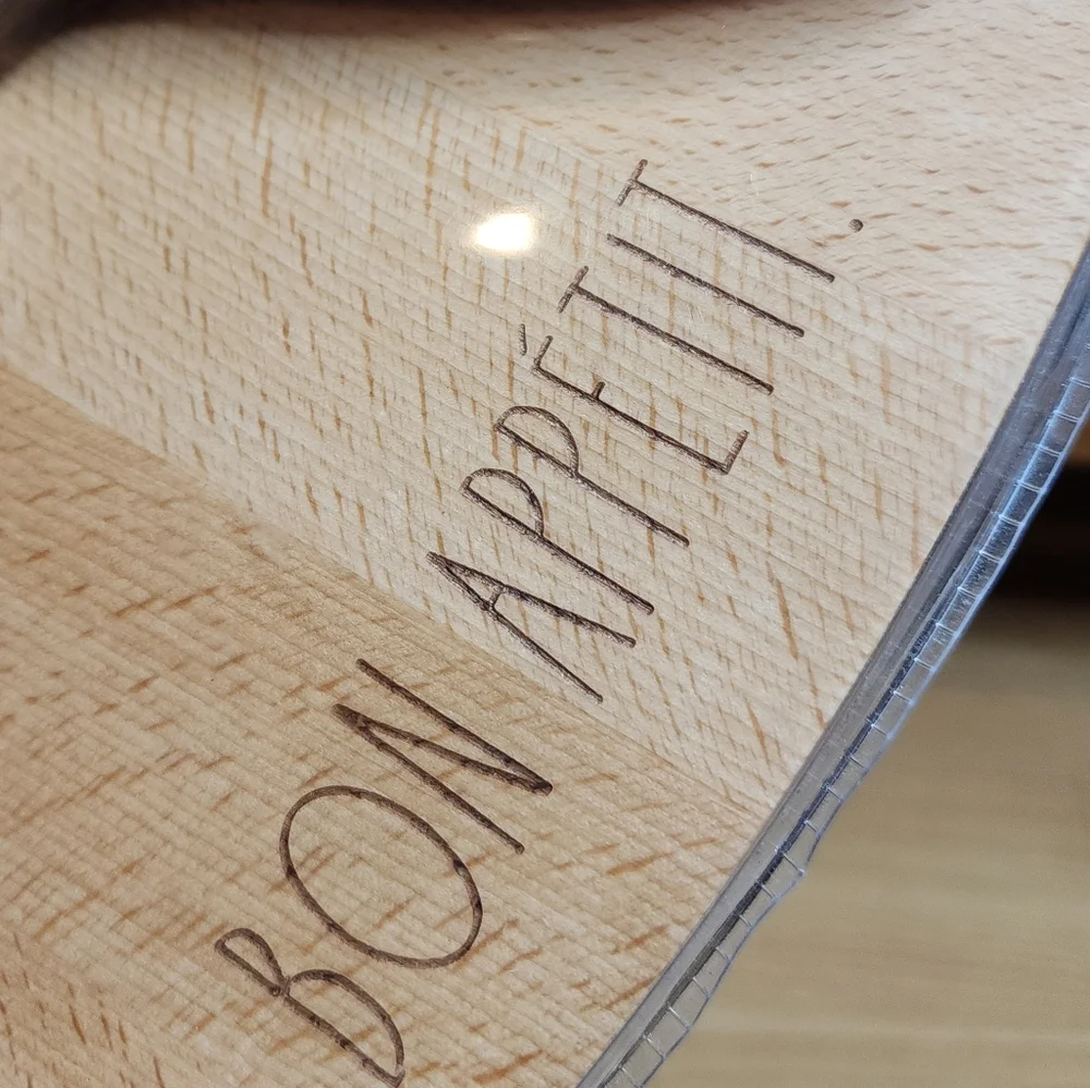 New Rae Dunn Cutting Board And Utility Cream Knife Faux Wood Handle - Picture 5 of 10